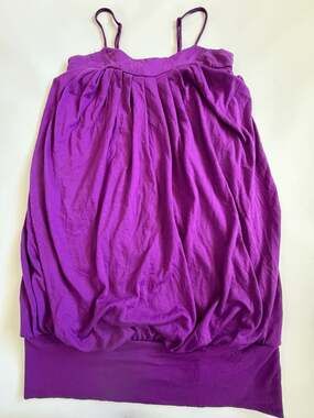 Janette Top Women Purple Spaghetti Strap Ballon Blouson Banded Hem Y2K Flowy